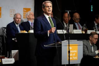 Scott Bestent, the United States Treasury Secretary, speaks at a New York Economic Club